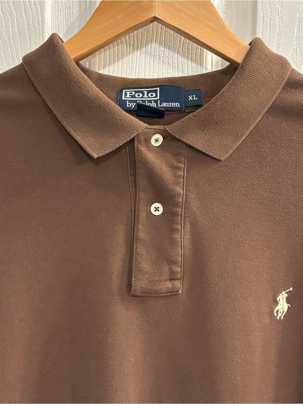 Vintage Polo Ralph Lauren Polo Shirt Brown XL Made in Hong Kong 100% Cotton USA - Picture 2 of 8